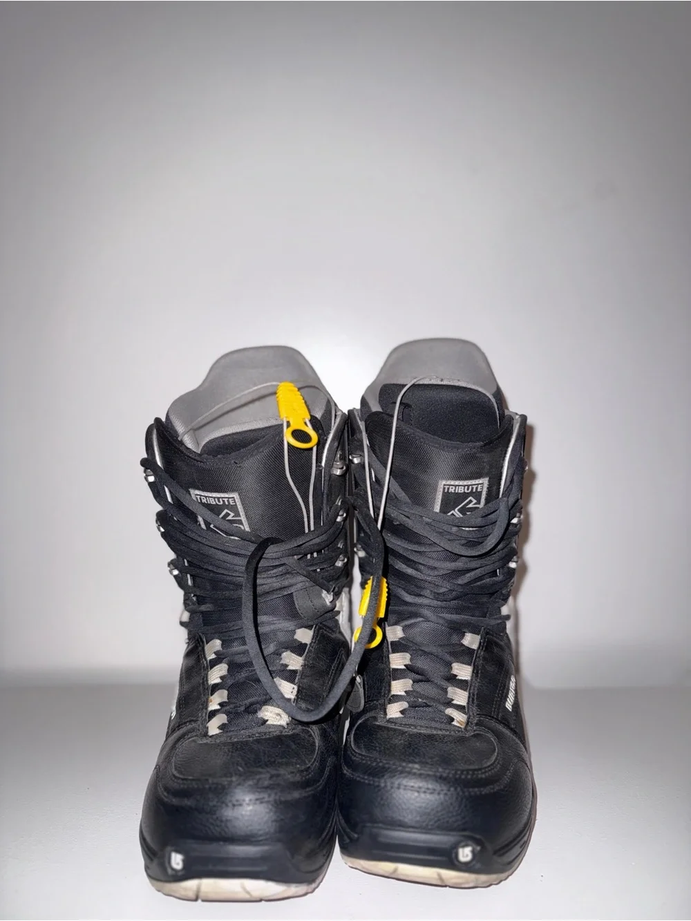 Burton Black Snowboard Boots with Yellow Pull Loops